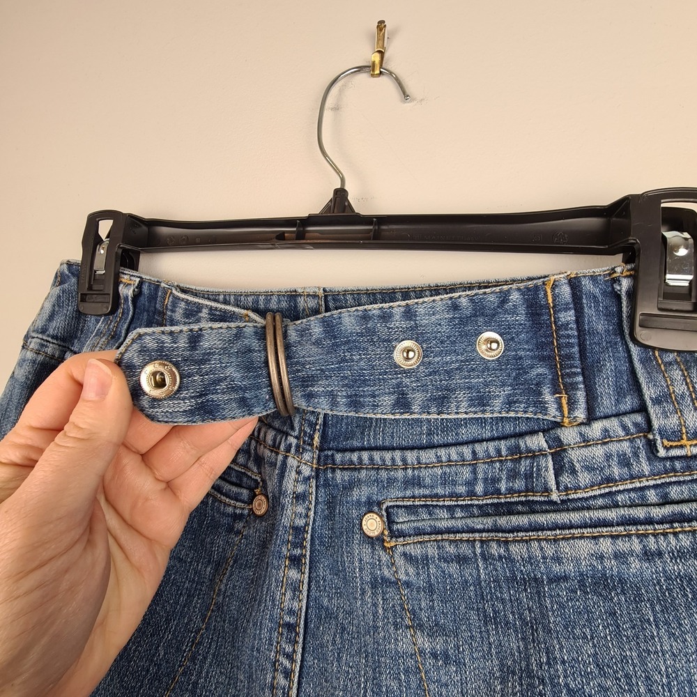 Vintage Y2K Faded Glory Denim Midi Skirt Women's Size 4 Slit Adjustable Snap Zip - Picture 10 of 10
